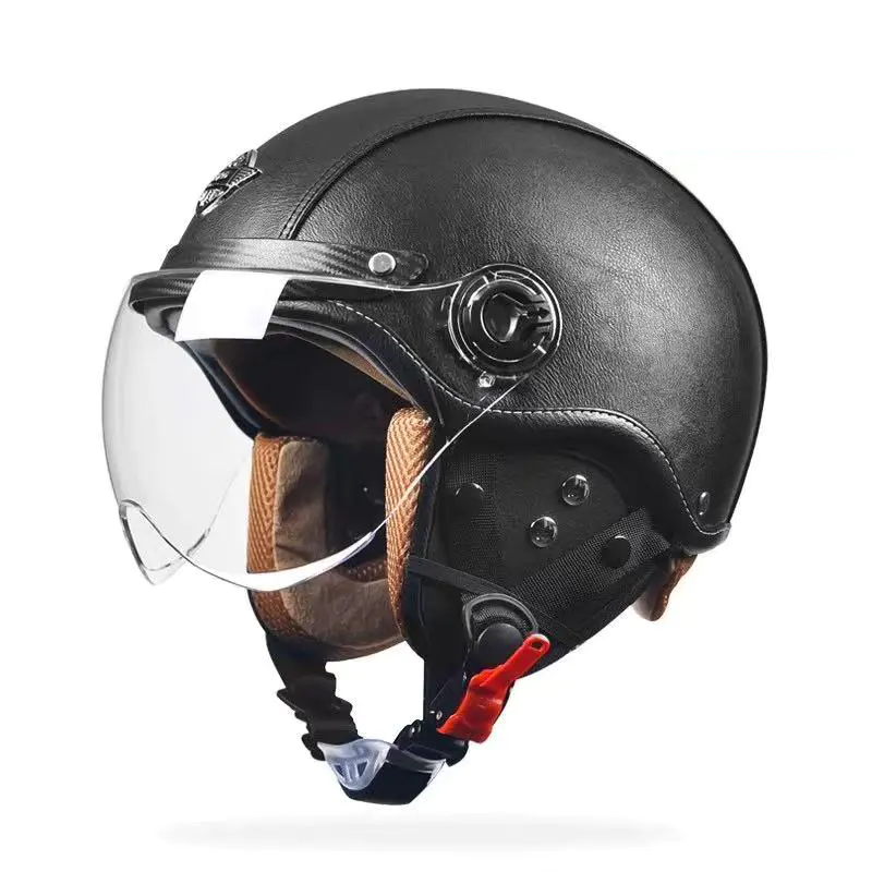 FG02 Safety Certified Retro Half Face Motosikal Topi Keledar Motocross ABS