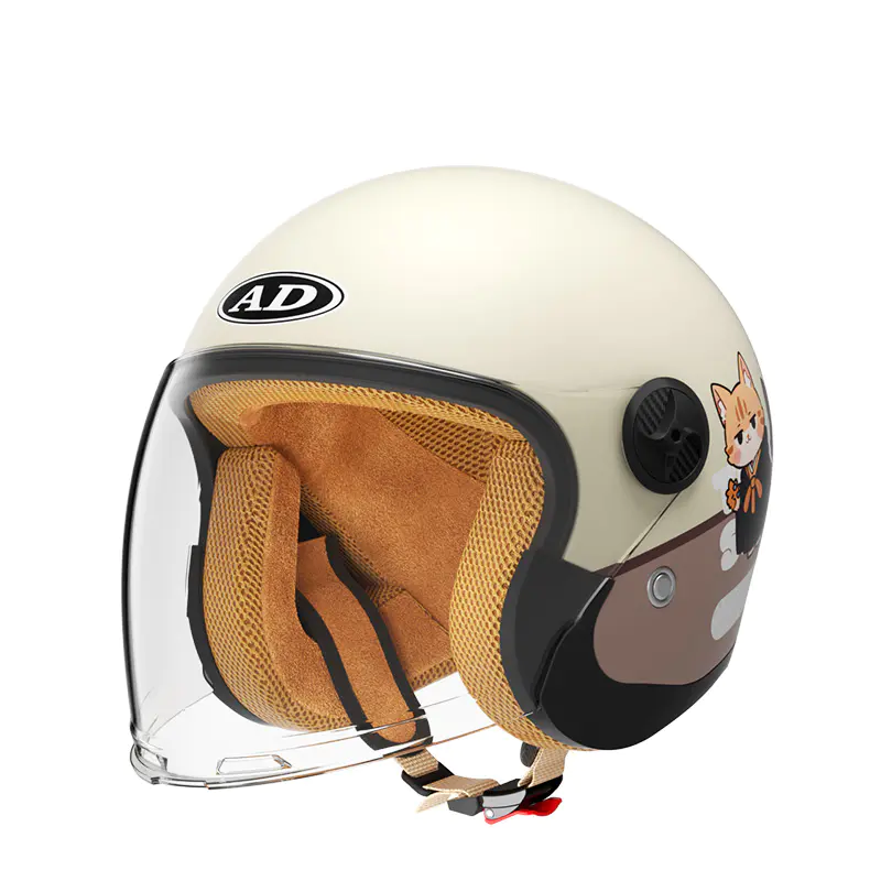 707 Kanak-kanak Retro Muka Terbuka Motosikal Topi Keledar Motocross ABS
