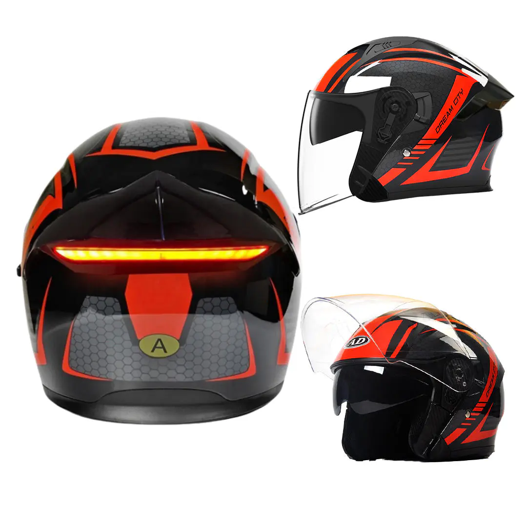 Topi Keledar Motosikal Lampu Belakang Keselamatan Kecerdasan LED K5 Topi Keledar Muka Terbuka DOT Diperakui